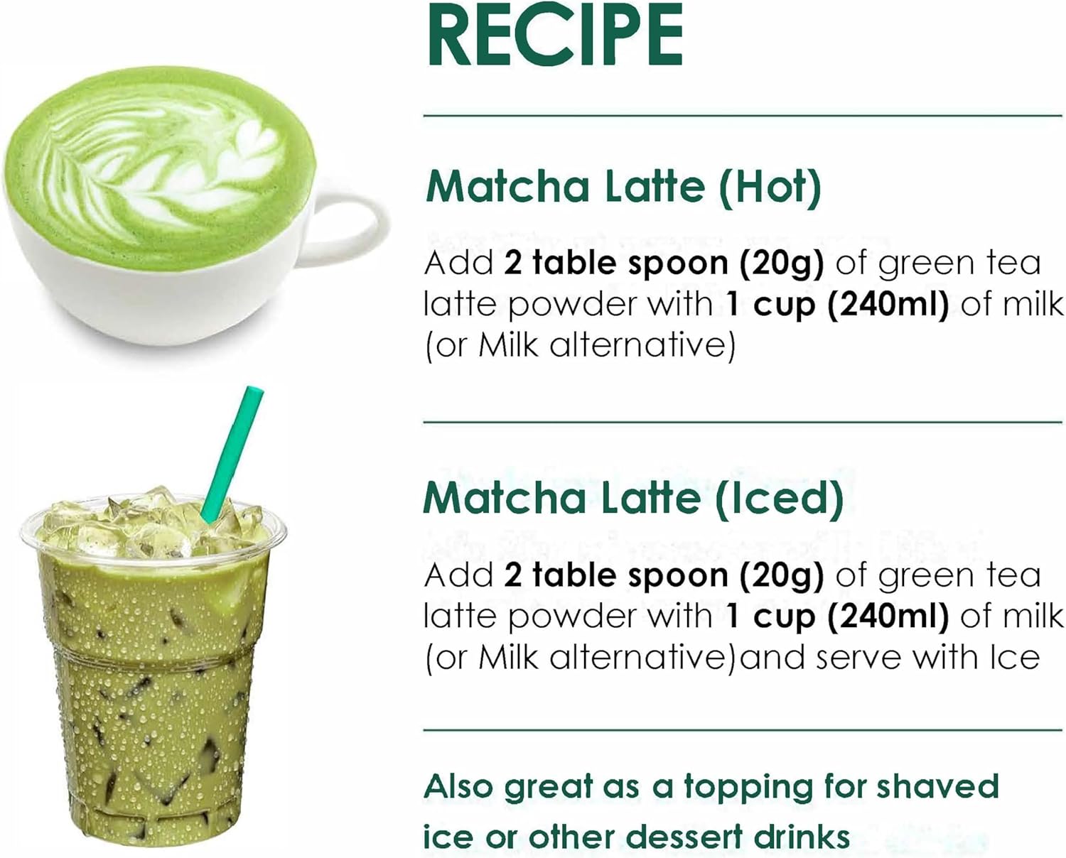 Green Tea Matcha Latte Powder (Sweetened) – 500g