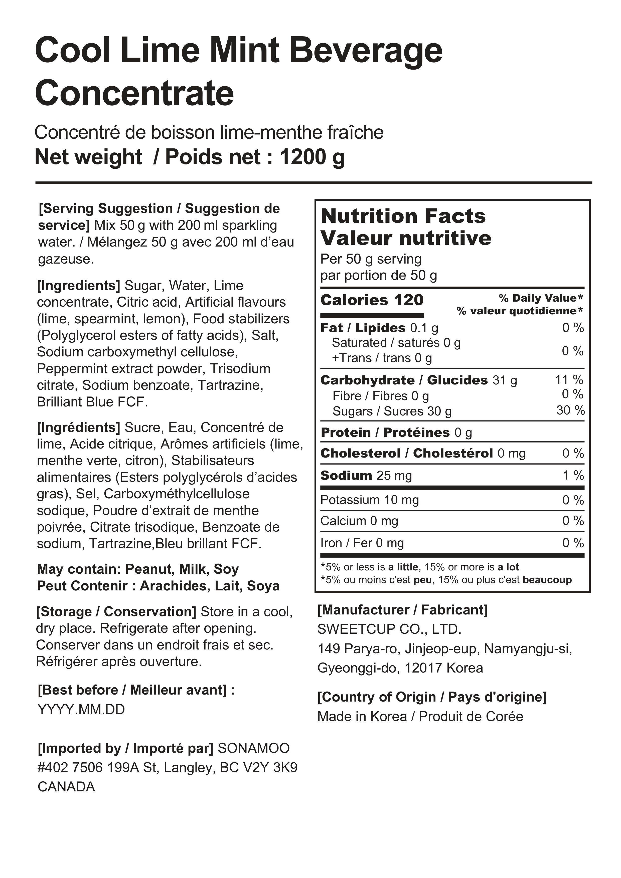 Cool Lime Mint Concentrate - 1.2kg