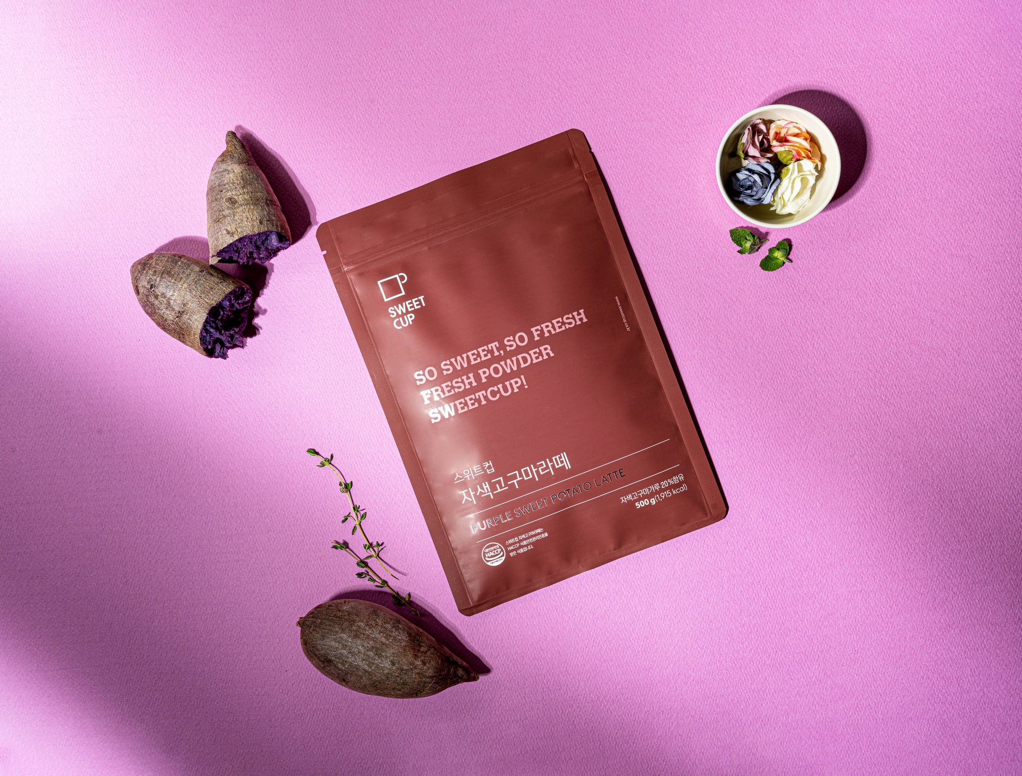 [Sweetcup] Purple Sweet Potato Latte Powder (Sweetened) | 500g (17.6 oz) – Wholesale Case of 10 (Case-Only) | Smooth & Creamy Korean Purple Sweet Potato Latte Mix for Café Beverages, Frappes & Dessert Applications (5kg / 11 lbs Total)