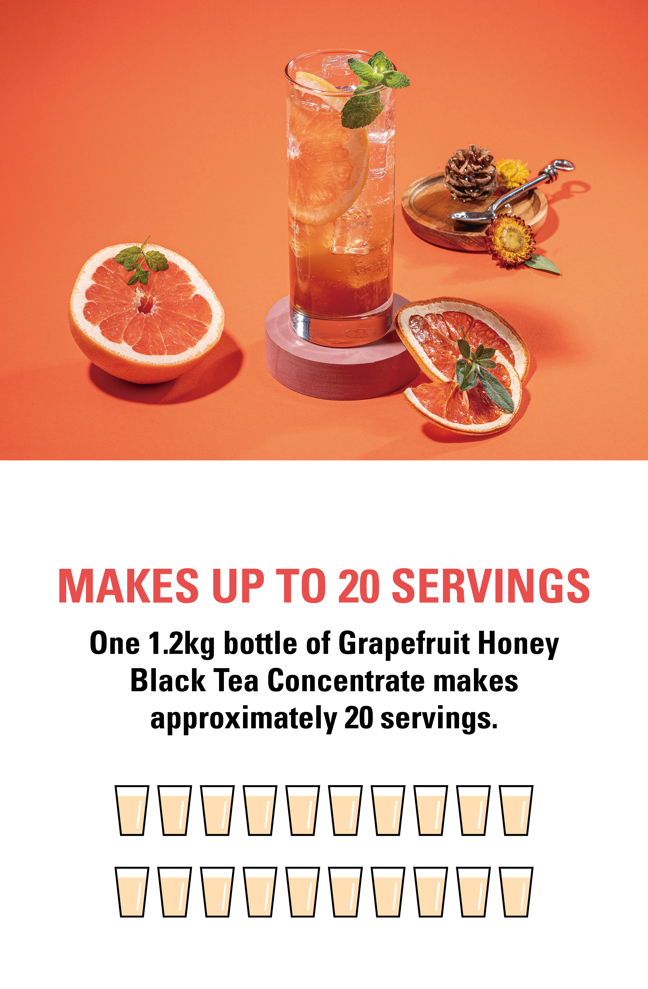 [Sweetcup] Grapefruit Honey Black Tea Beverage Base | 1.2kg (42.3 oz) – Wholesale Case of 6 (Case-Only) | Real Premium Tea Base for Tea Beverages, Refreshers, Ades, Sparkling Drinks & Bubble Tea (7.2kg / 15.9 lbs / 203 fl oz Total)
