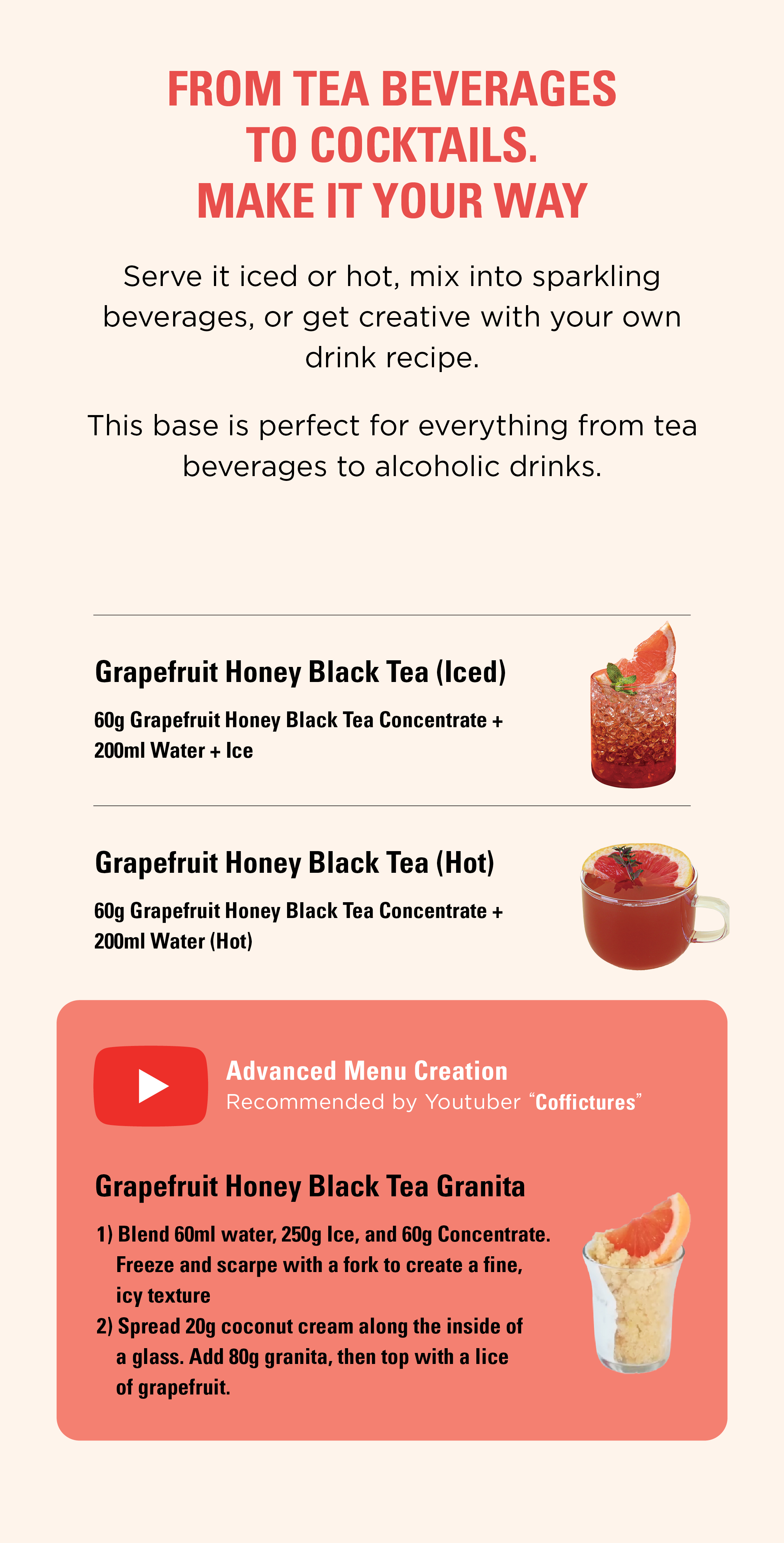 [Sweetcup] Grapefruit Honey Black Tea Beverage Base | 1.2kg (42.3 oz) – Wholesale Case of 6 (Case-Only) | Real Premium Tea Base for Tea Beverages, Refreshers, Ades, Sparkling Drinks & Bubble Tea (7.2kg / 15.9 lbs / 203 fl oz Total)