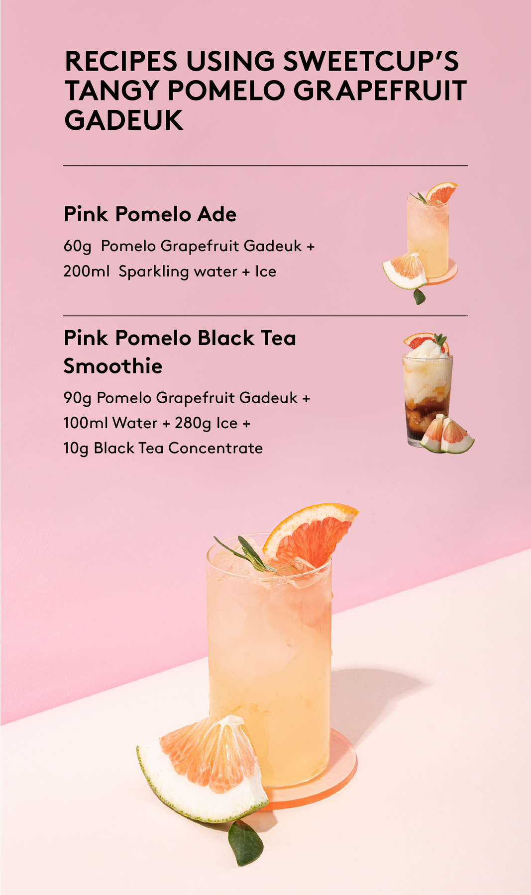 [Sweetcup] Pomelo Grapefruit Beverage Concentrate (Puree & Pulps) | 1.2kg (42.3 oz) – Wholesale Case of 6 (Case-Only) | Premium Fruit Base made with real fruit for Sparkling Ades, Refreshers, Smoothies, Juices(7.2kg / 15.9 lbs / 203 fl oz Total)