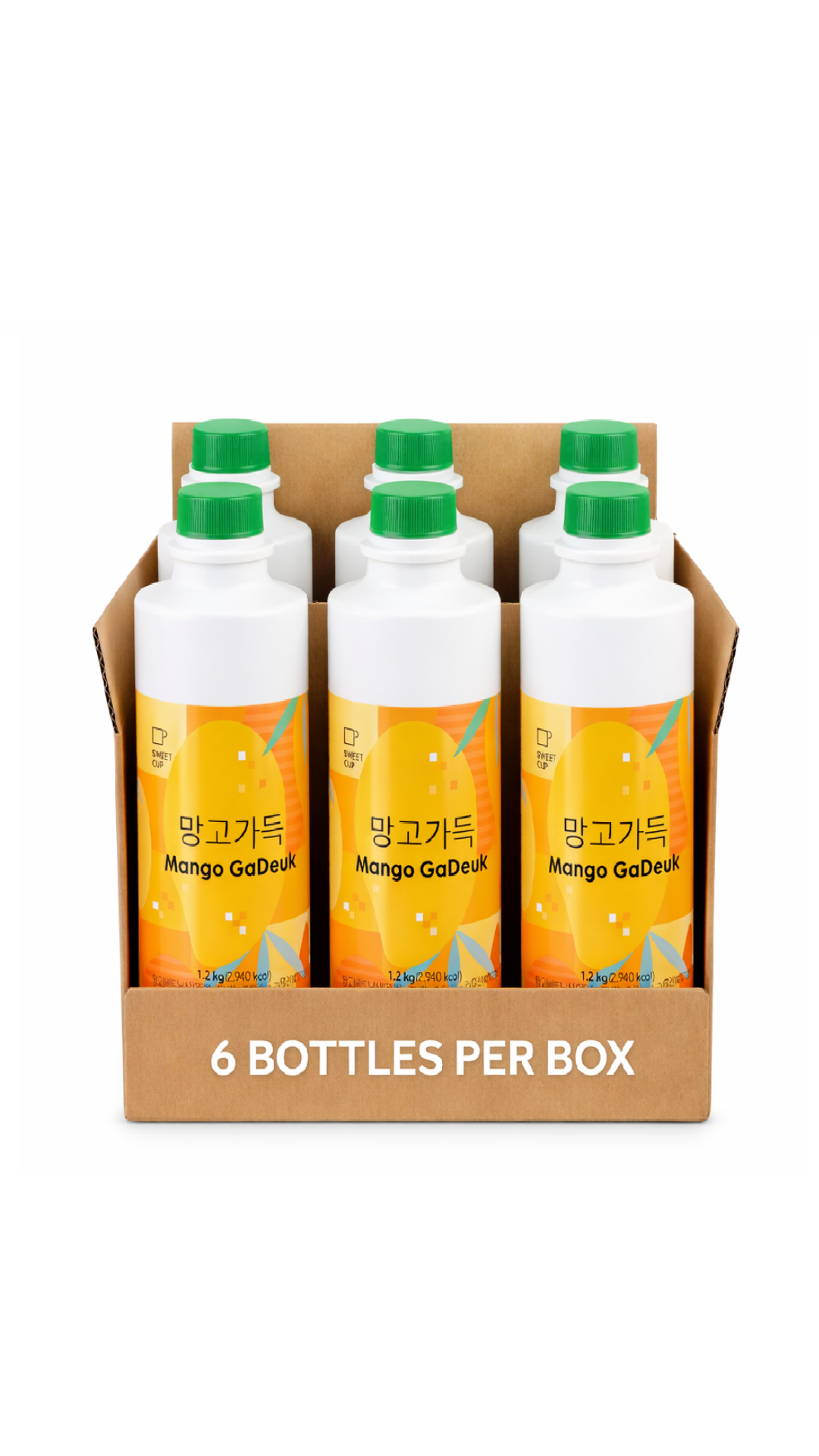 [Sweetcup] Mango Concentrate Base (Puree & Pulps) | 1.2kg(42.3 oz) – Wholesale Case of 6 (Case-Only) | Real Premium Fruit Base for Smoothies, Lattes, Sparkling Drinks, Bubble Tea & Bakery Dessert Toppings (7.2kg / 15.9 lbs / 203 fl oz Total)