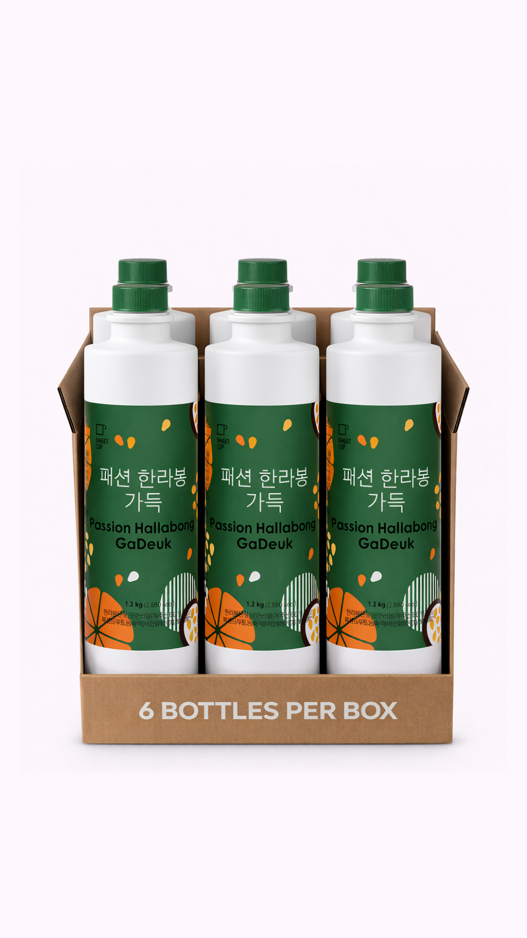 [Sweetcup] Passion fruits & Hanrabong Beverage Concentrate (Puree & Pulps) | 1.2kg (42.3 oz) – Wholesale Case of 6 (Case-Only) | Premium Fruit Base made with real fruit for Sparkling Ades, Refreshers, Smoothies, Juices (7.2kg / 15.9 lbs / 203 fl oz Total)