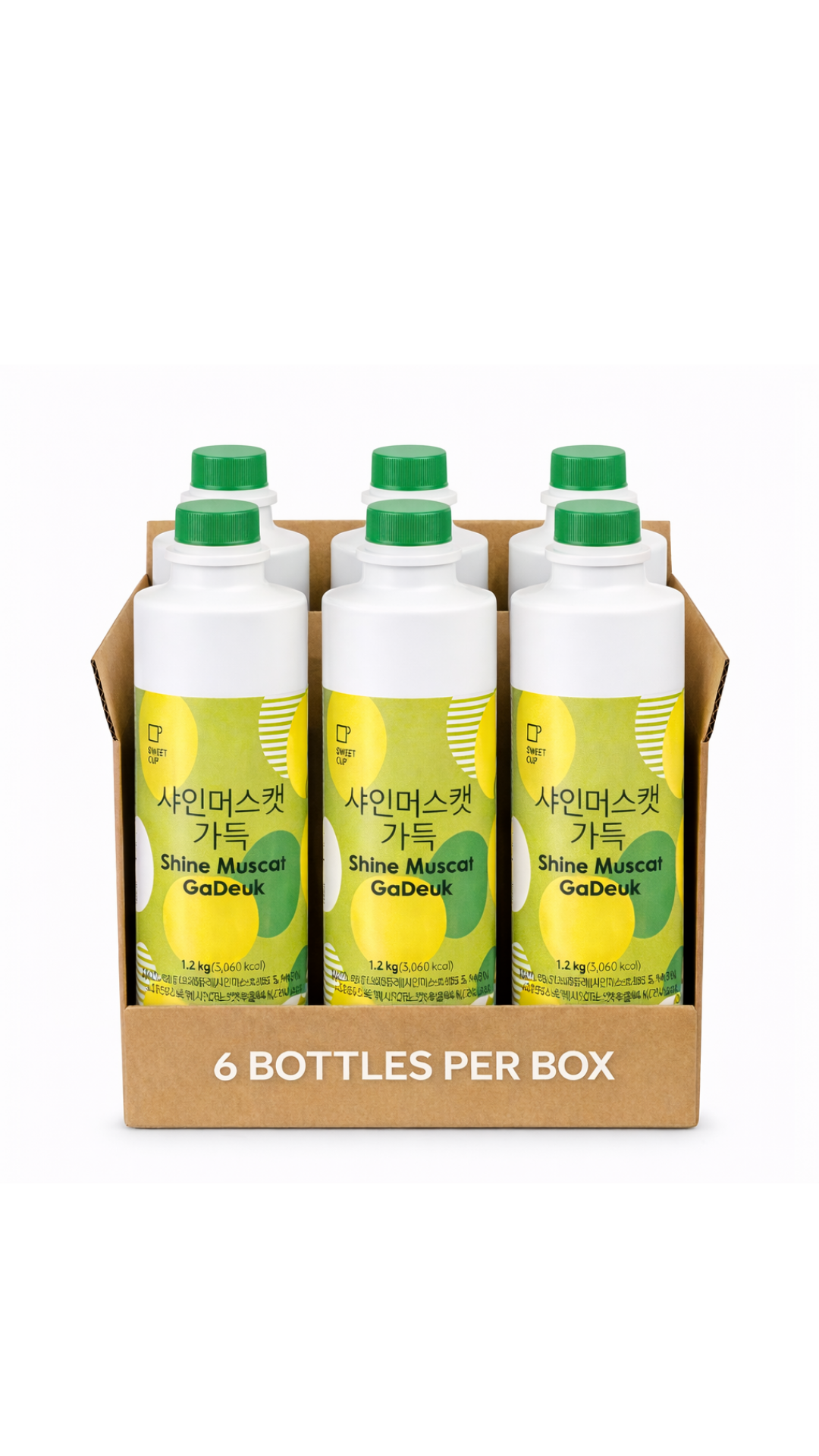 [Sweetcup] Shine Muscat Concentrate Base (Puree & Pulps) | 1.2kg (42.3 oz) – Wholesale Case of 6 (Case-Only) | Premium Fruit Base made with real fruit for Sparkling Ades, Refreshers, Smoothies, Juices & Bubble Tea (7.2kg / 15.9 lbs / 203 fl oz Total)